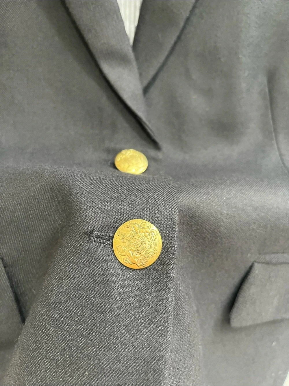 J.Crew Factory Original Schoolboy Black Blazer Gold Two Buttons Wool Blend 8
